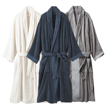 无印日式良品纯棉四季款浴袍浴衣睡袍睡衣毛圈面料吸水加长升级款