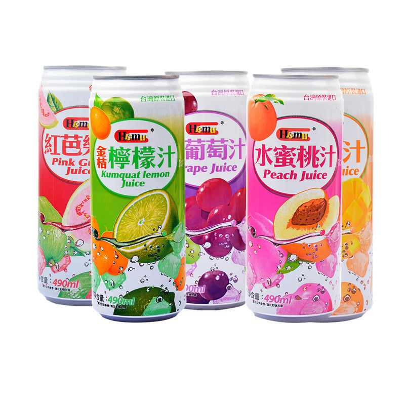 台湾进口hamu果汁饮料490ml红葡萄水蜜桃红芭乐汁饮料整箱批发