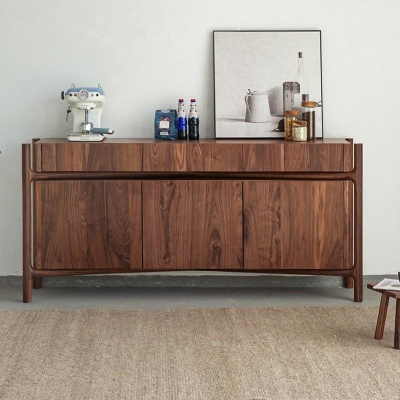 北美黑胡桃木餐边柜北欧全实木茶水柜碗柜原木家用储物柜意式边柜