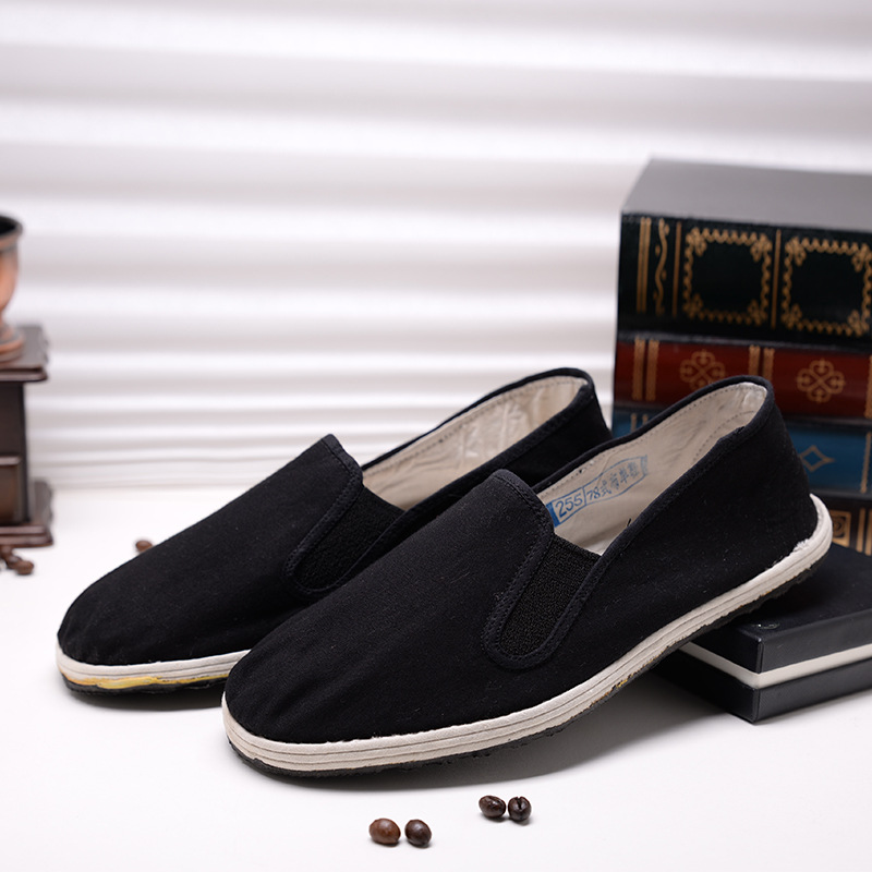 3517老北京布鞋男黑色工作鞋一脚蹬透气布鞋防滑耐磨爸爸休闲鞋