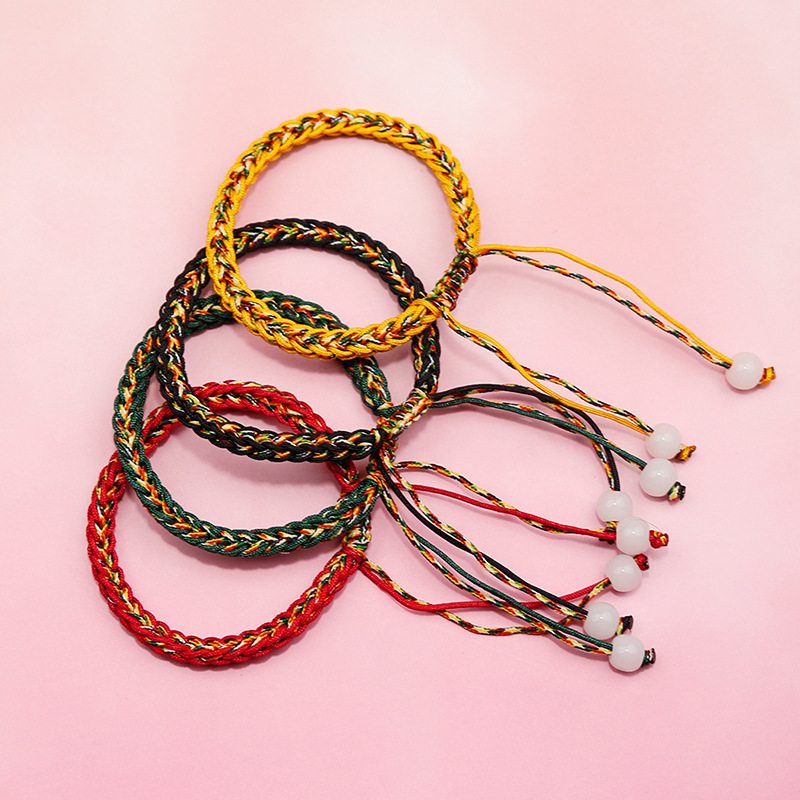 Five-Color Line Red Rope Bracelet Hand-Woven Colorful Braided Rope Phoenix Tail Knot Animal Year Dragon Boat Festival Men and Women Couple Bracelets