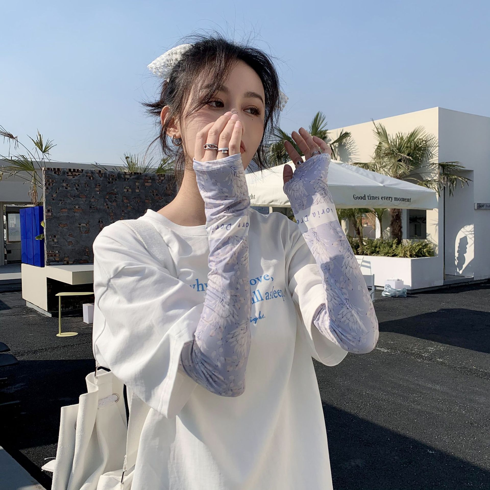 冰夏季防晒女男袖套手袖紫外线冰丝护臂手臂套袖薄款手套开车袖子