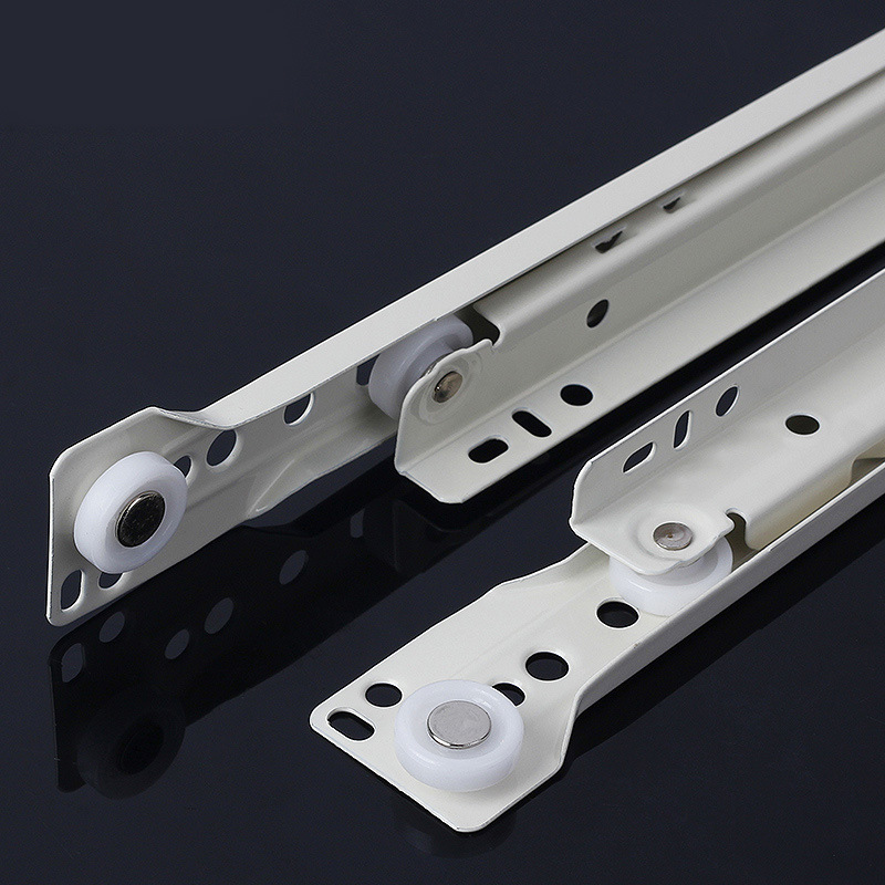 两节静音滚轮抽屉轨道加厚二节轨滑道键盘滑轮抽屉导轨家具厂滑轨