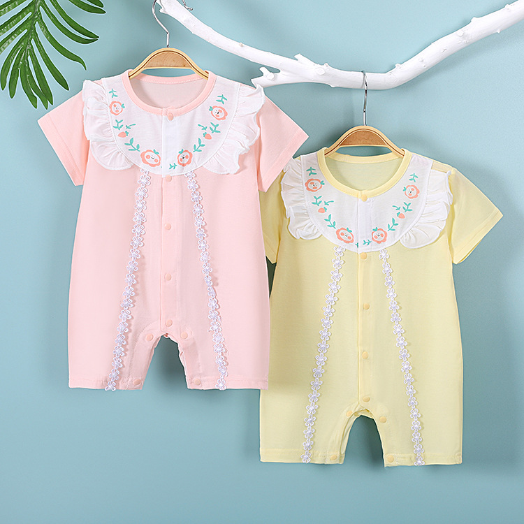 婴儿连体衣夏款女宝宝卡通甜美爬服婴儿连身衣新生儿衣服0-12个月