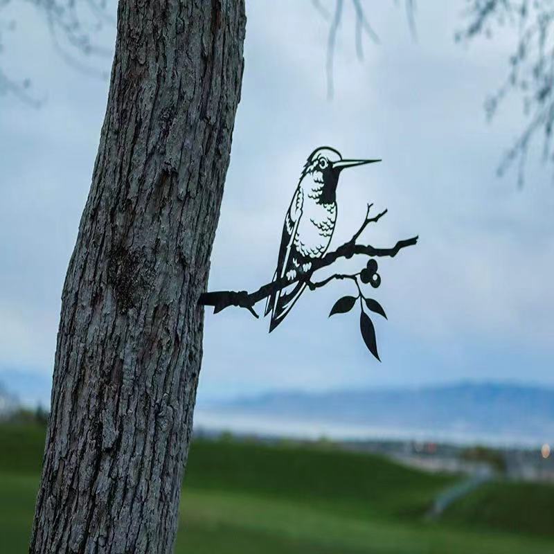 跨境独立站铁艺树插件挂件装饰品蜂鸟鹦鹉爱情鸟唯美风景工厂定制