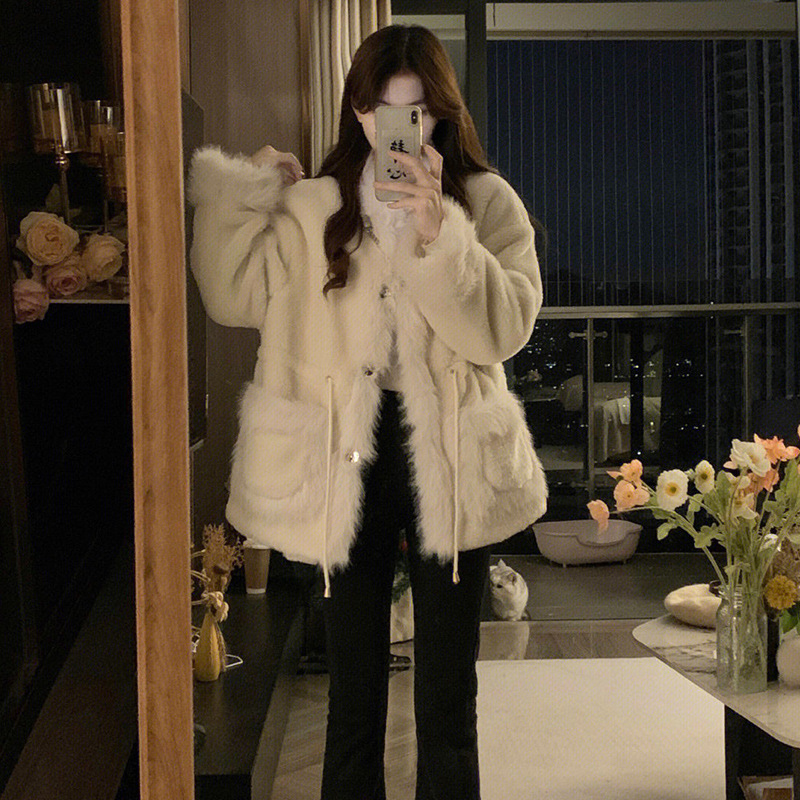 2023冬季新款感欧貂宽松皮毛一体外套女仿水貂毛加厚大衣海宁皮草2023