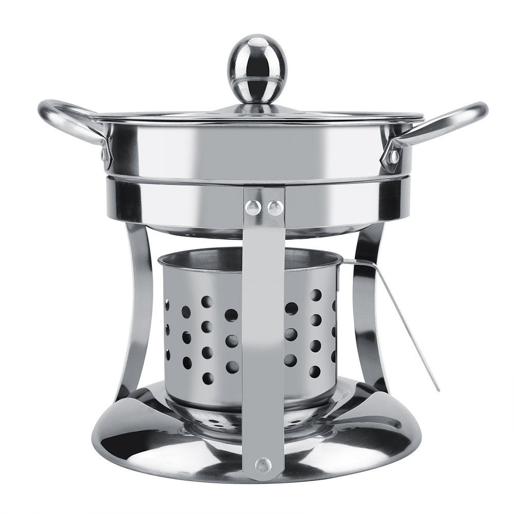 不锈钢酒精炉户外野营家用便携酒精炉单人自助外卖加厚小火锅