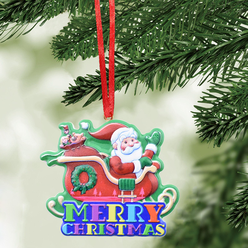 Christmas2023 Cross-Border New Christmas Resin Alec Wooden Christmas Tree Decoration Pendant Santa Claus Ornaments