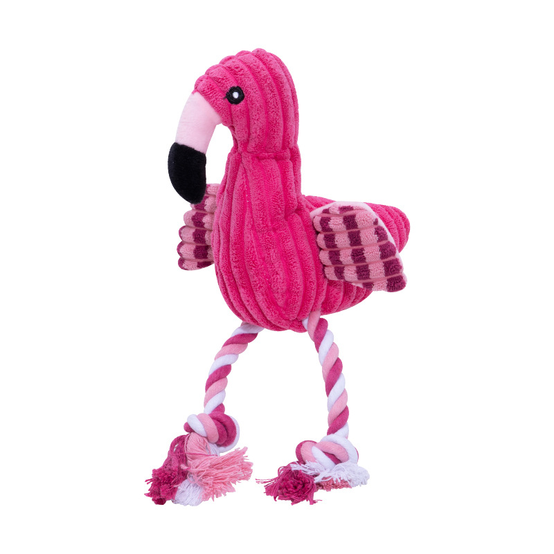 Factory Direct Supply Dog Bite Plush Sound Toy Teeth Cleaning Molar Flamingo Dog Toy Bends and Hitches Dog Bite Rope