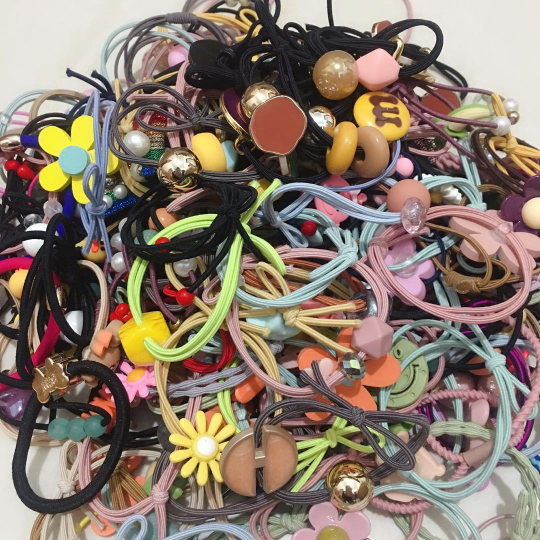 Fashion One Yuan Two Yuan Hair Accessories Ornament Hair Rope Hair Ring Stall Push Miscellaneous Sold by Half Kilogram Ornament All Sold by Half Kilogram