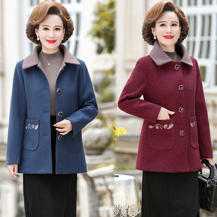 中老年秋冬女毛呢外套50岁40洋气高贵短款中年妈妈秋装呢子上衣服