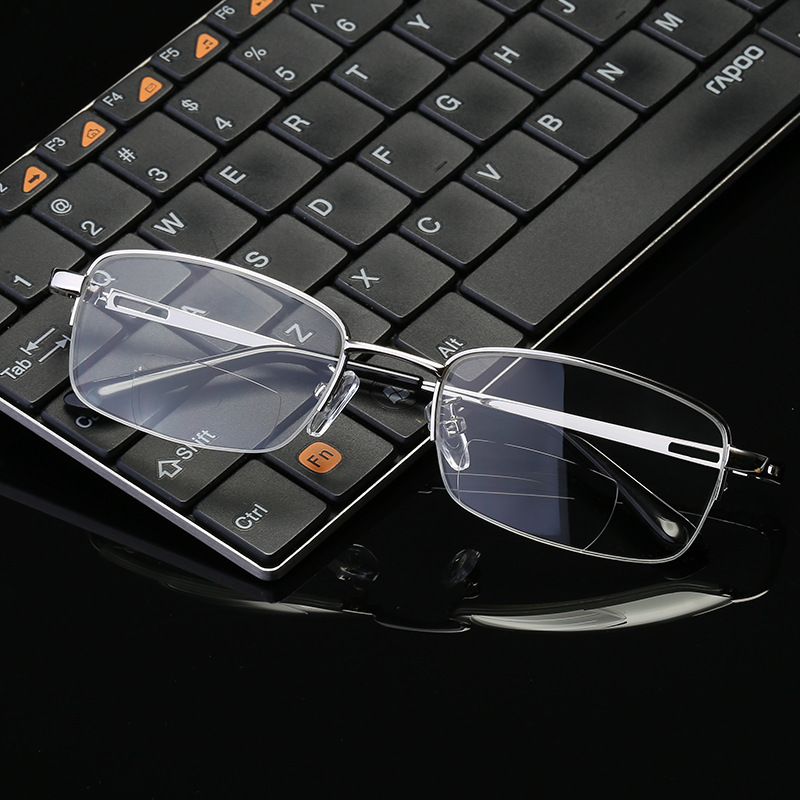 2021 新款双光老花镜半框男远近两用双焦高清