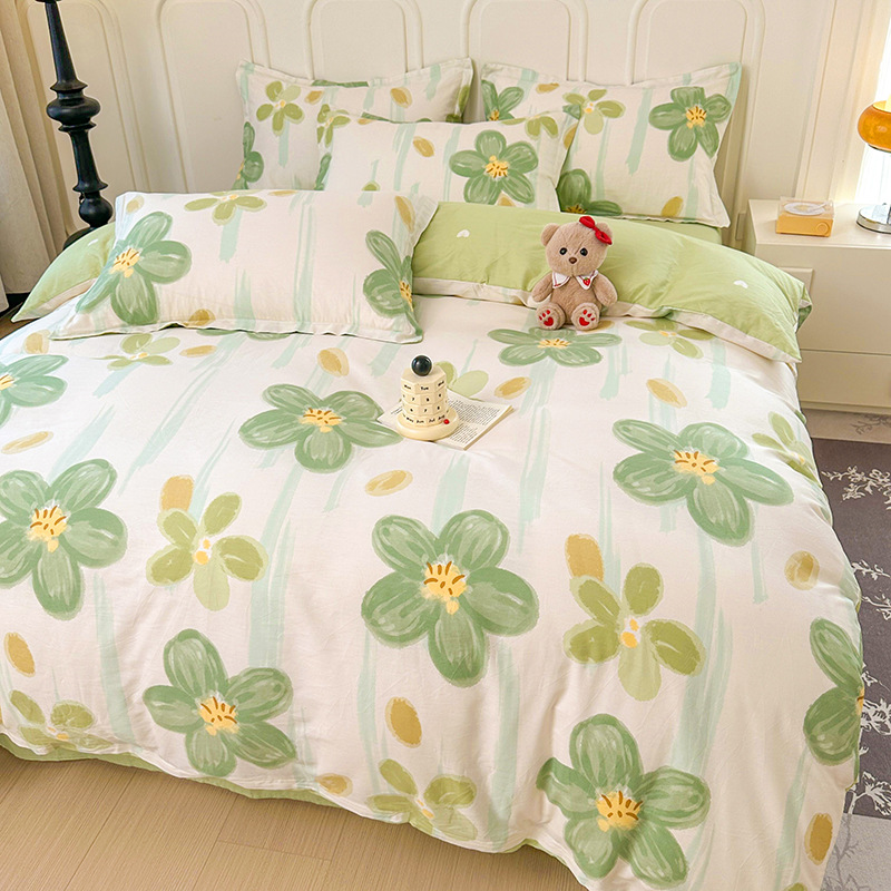 Four-Piece Set Pure Cotton All Cotton 2024 New Bedding Bed Sheet Quilt Cover Student Dormitory Single Bed Three-Piece Set