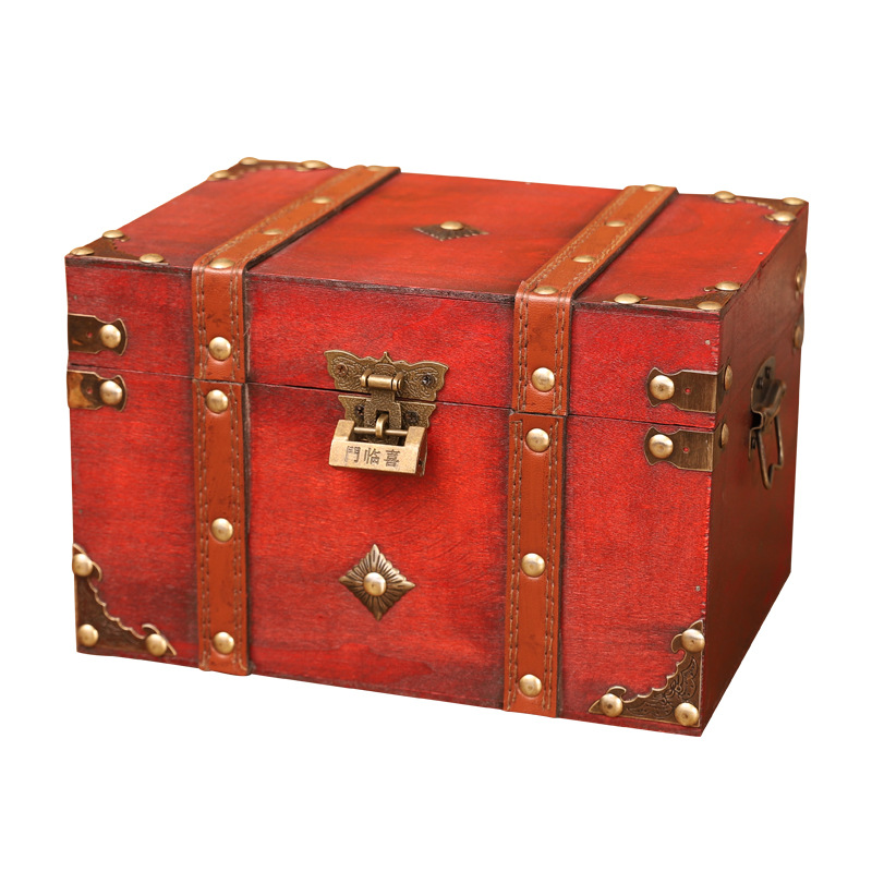 European-Style Retro Box Wooden Square Jewelry Box Wooden Retro Box Props Storage Crafts