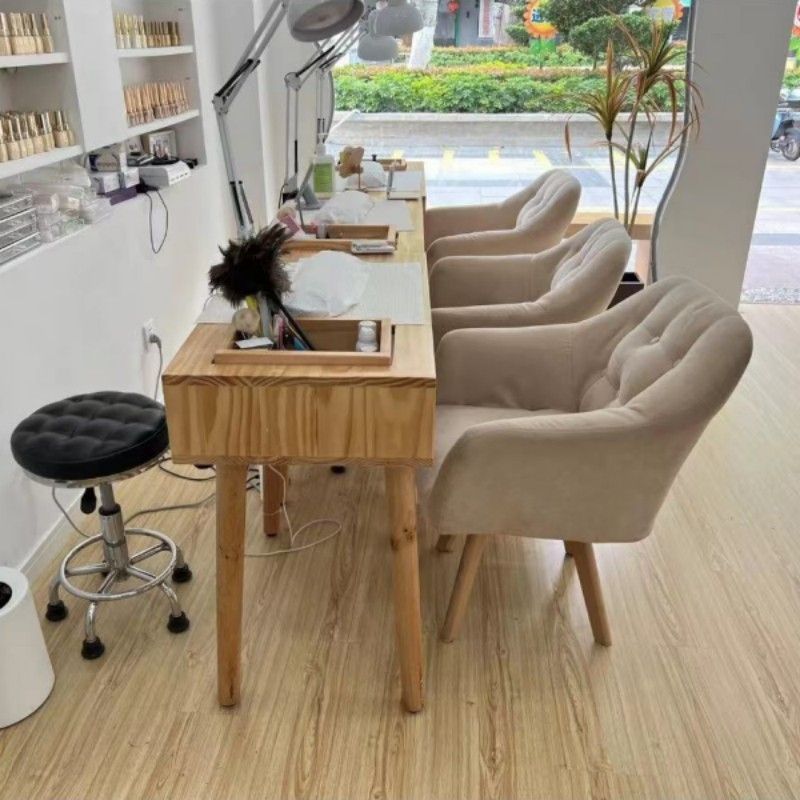 Nail Table Vacuum Cleaner American Delivery Order Table Small Internet Celebrity Manicure Solid Wood Workbench Table and Chair Double Seat