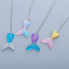 2021 Mermaid Necklace 美人鱼项链炫丽渐变色不锈钢鱼尾吊坠项链