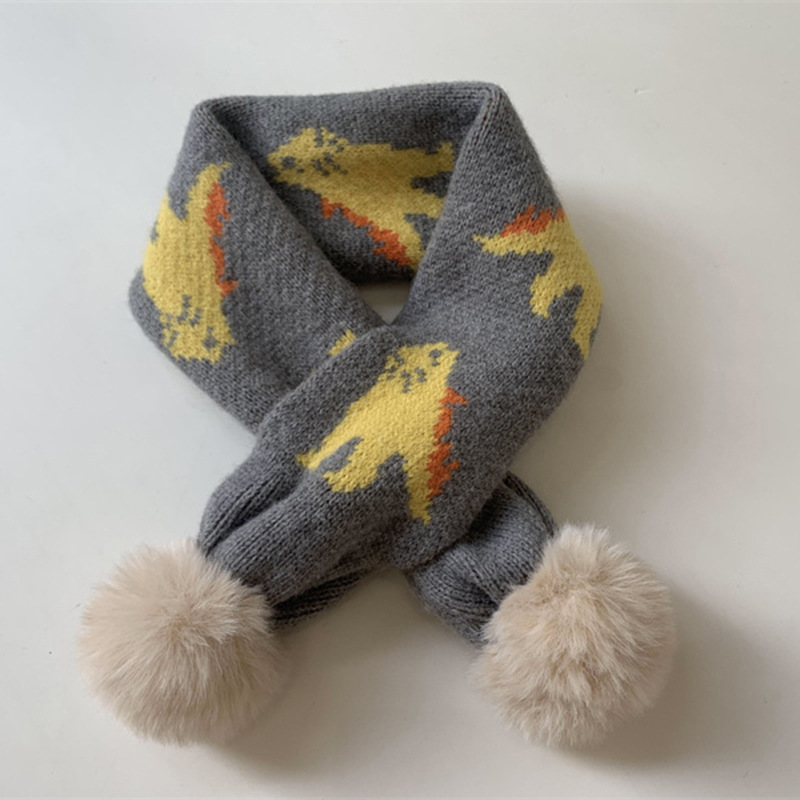 Korean Style New Cross Children's Scarf Autumn and Winter Cartoon Dinosaur Cute Baby Bandana Boys and Girls Warm Scarf