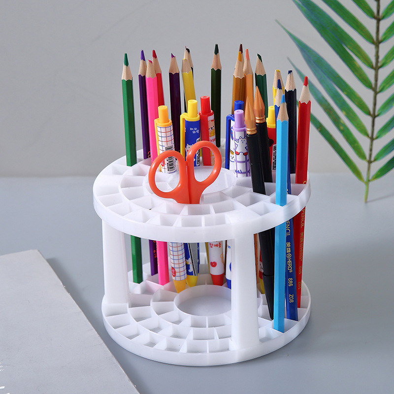 Creative round Brush Storage Rack Pencil Gel Pen Insert Rack Porous Position Convenient Storage Makeup Brush Small Shelf