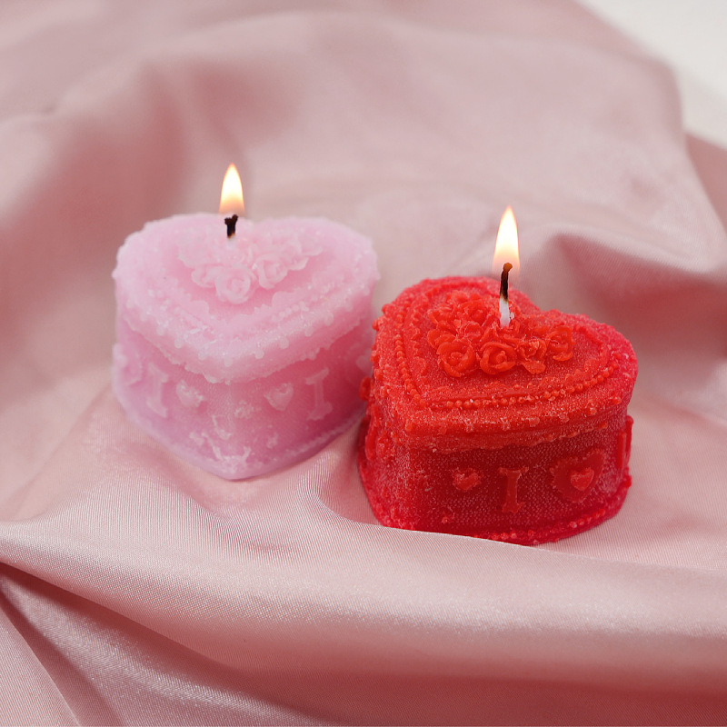 爱心首饰盒香薰蜡烛 外贸造型摆件拍摄道具情人节礼物蜡烛氛围感-阿里