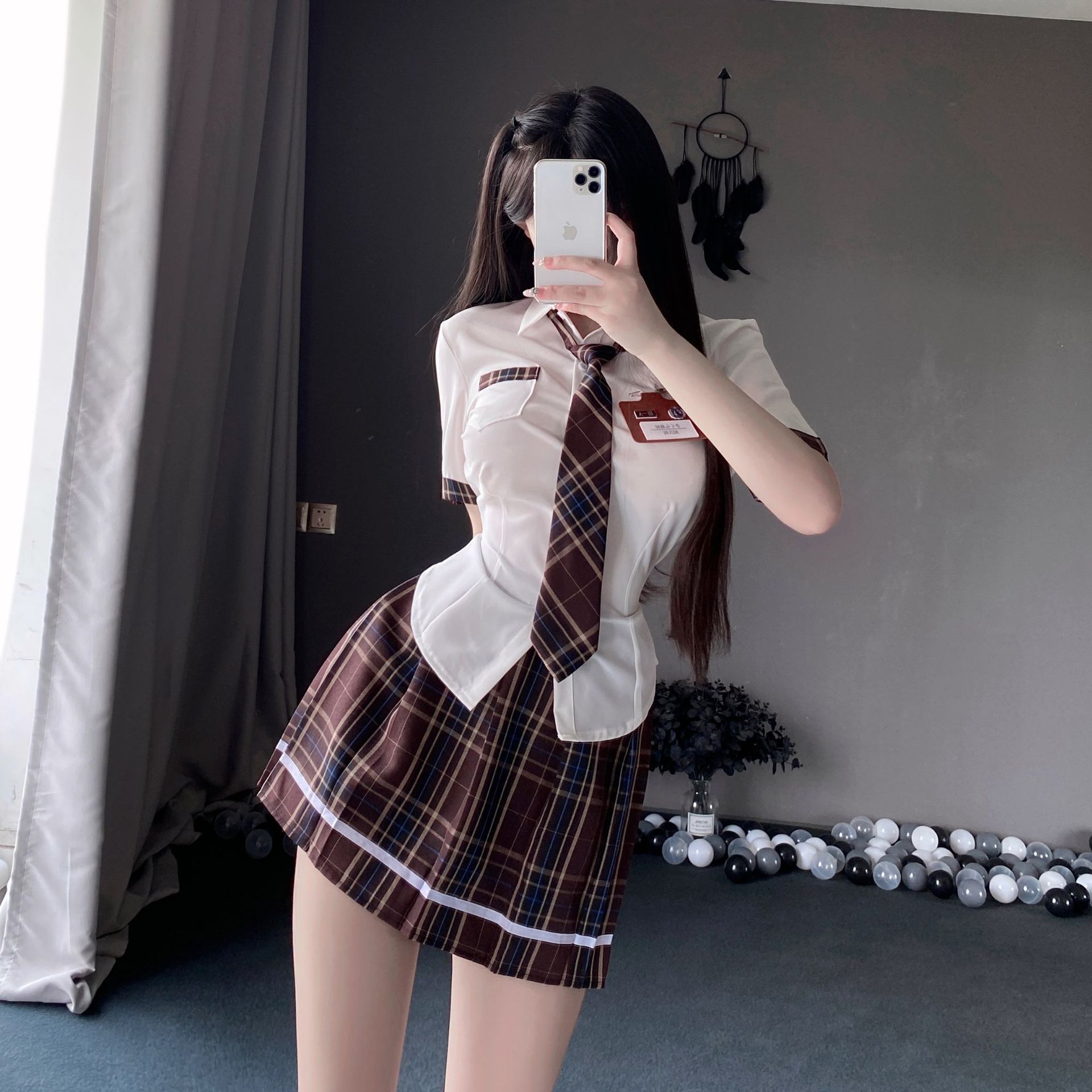 jk制服纯欲风辣妹收腰女日系学院风领带性感情绪超短衬衣百褶裙套