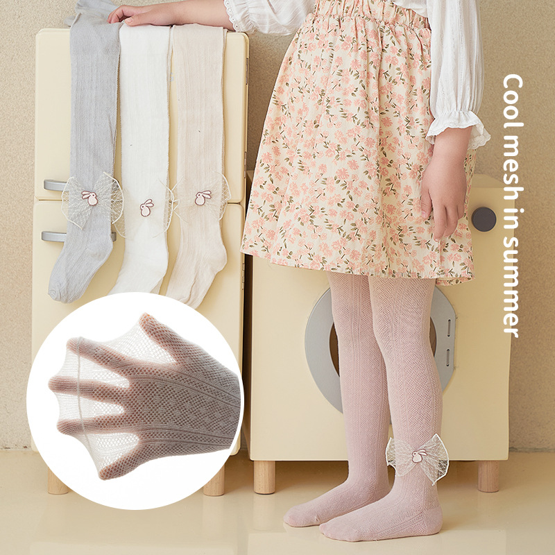 春夏儿童袜子连裤袜蝴蝶结婴儿宝宝打底袜丝袜抗起球女童防蚊袜薄