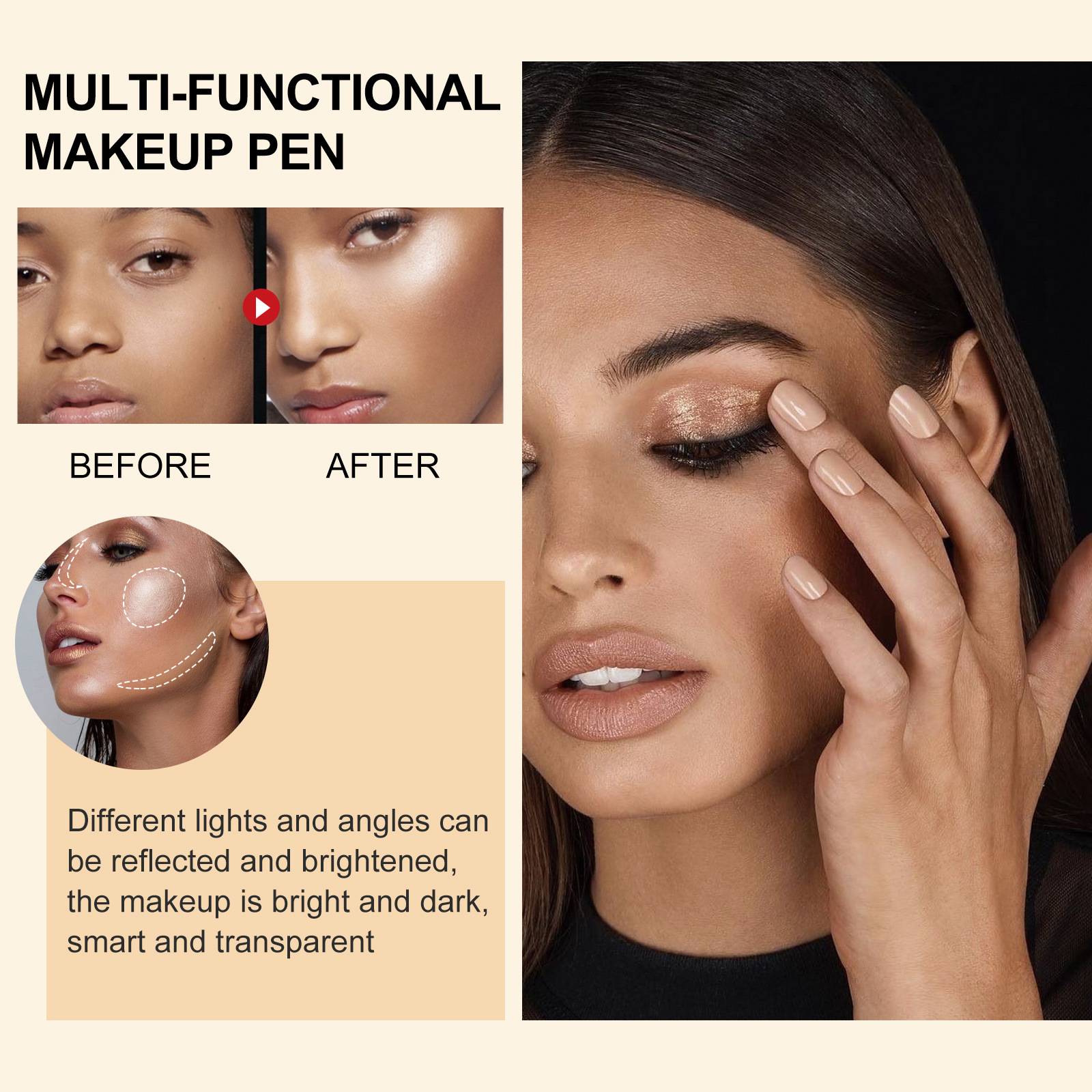 Eelhoe Multifunctional Cosmetic Brush Face Light Highlight Repair Natural Three-Dimensional Liquid Contour Beauty Bar