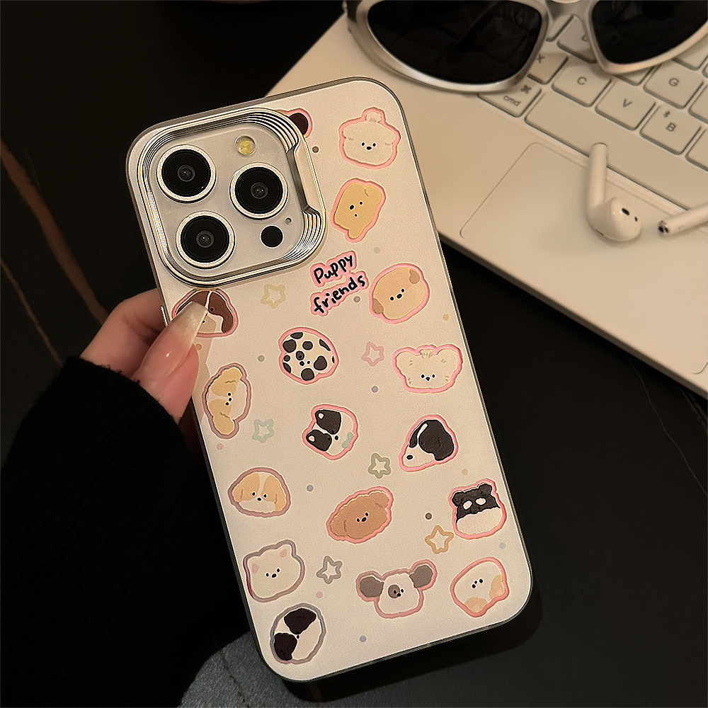 Ins Cartoon Laser Graffiti Puppy for Apple 14 Phone Case Iphone15 Hanging Chain 13pro Max Hard 12