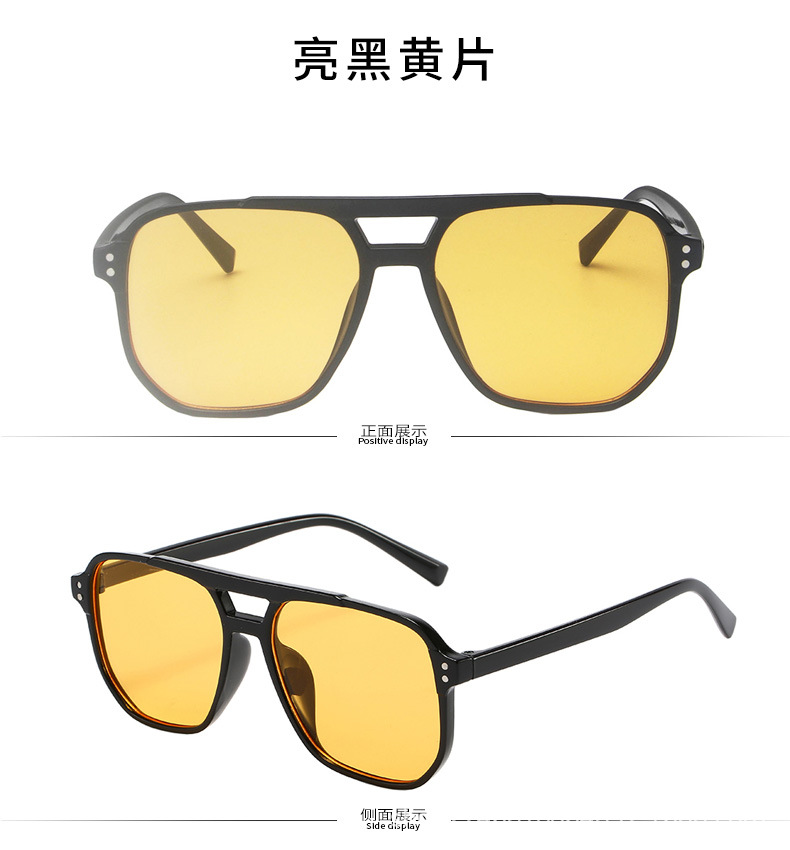 2022 New Retro Double Beam Sunglasses Fashion Trending Large Frame Sunshade Sunglasses Ins Trendy Selfie Glasses