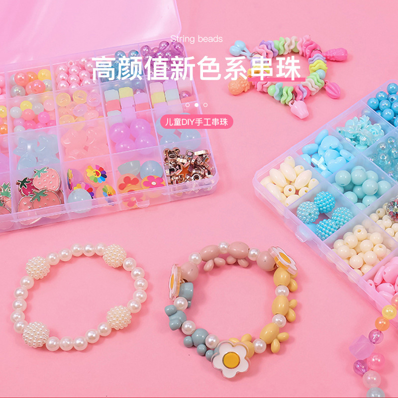 Children Beaded Bracelet/Necklace Girls String Beads Handmade DIY Material Package Ornament Educational Toys Girls