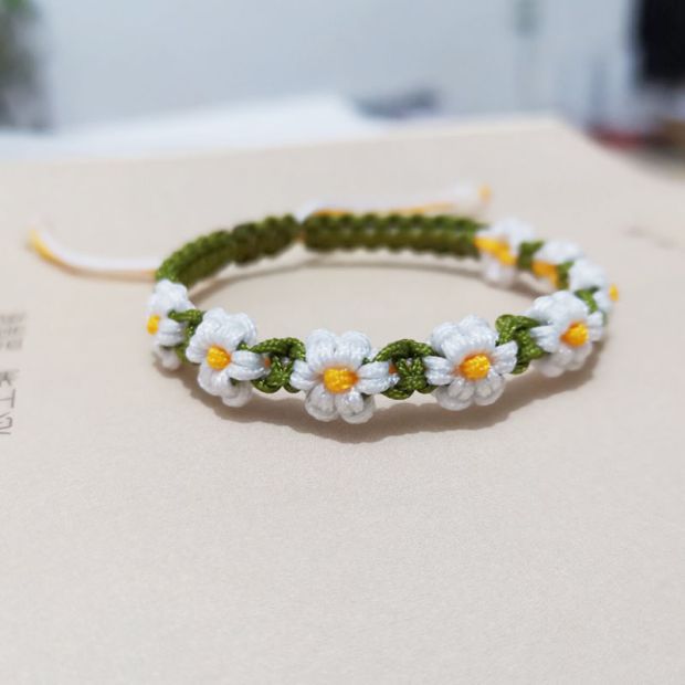 春暖花开小雏菊平安结手链桃花手工编织半成品简约风闺蜜情侣礼物
