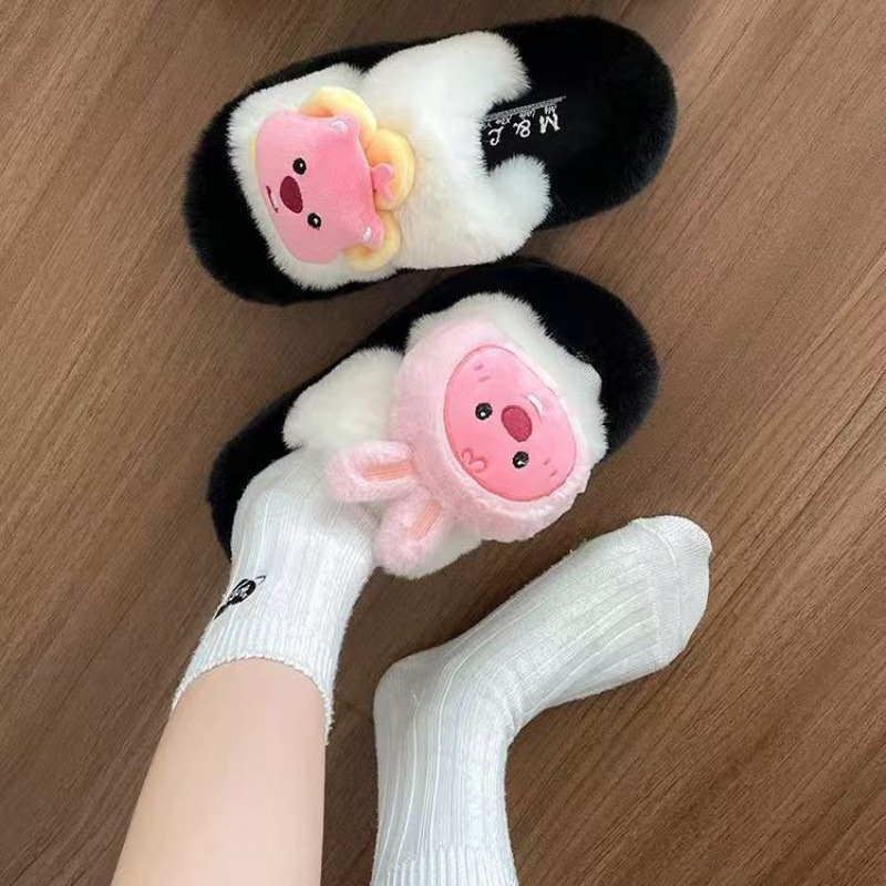 保暖鞋女2024秋冬季新款家居棉拖防滑网红可爱卡通毛绒保暖可外穿