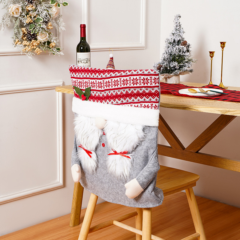 Christmas Decoration New Faceless Elderly Chair Cover Decoration European and American Style Restaurant Christmas Holiday Home Supplies