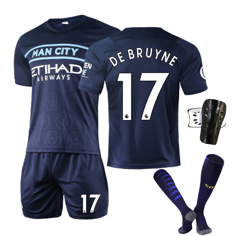 2122曼城二客场宝蓝球衣17号德布劳内9号热苏斯足球服斯特林福登