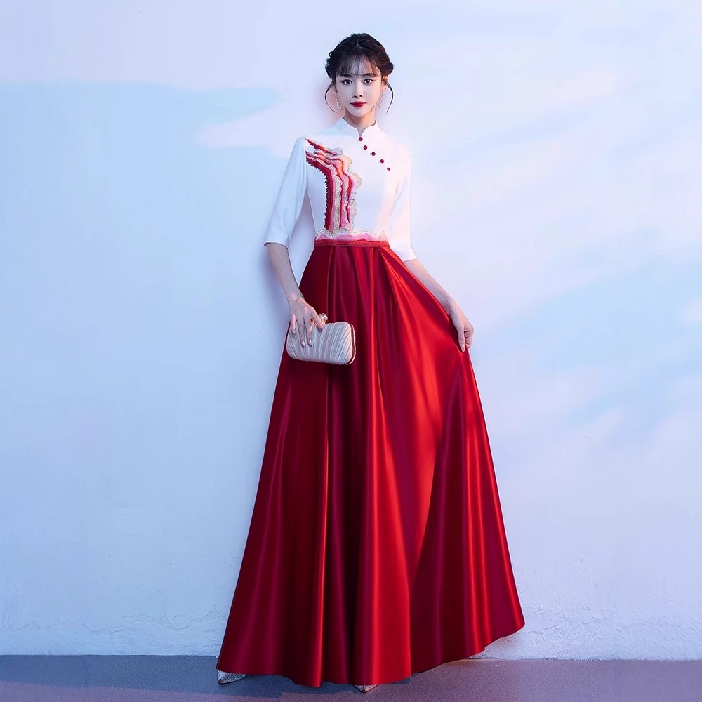 新款大合唱团演出服女长裙中国风诗歌指挥礼服学生朗诵比赛表演服