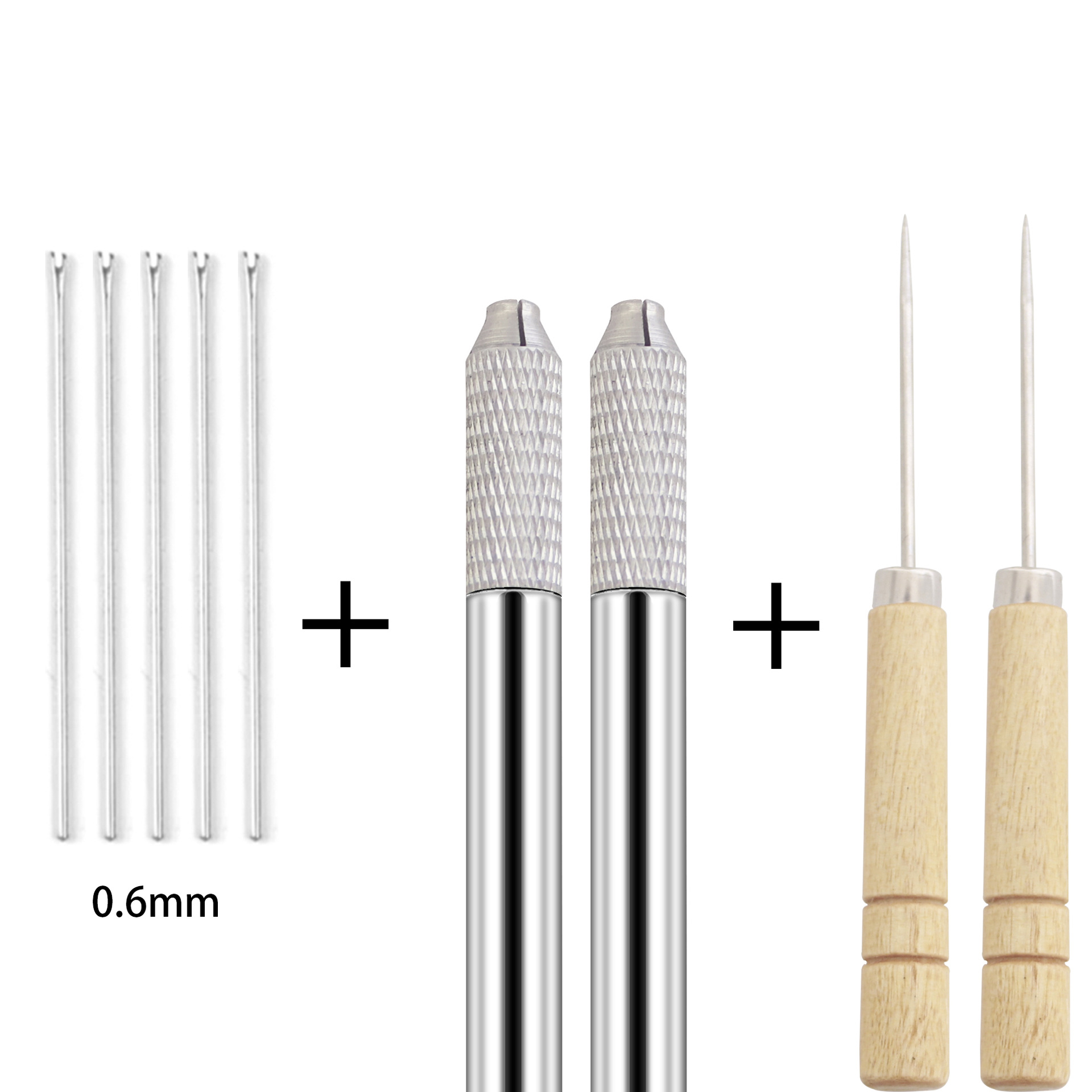 diy假发娃娃植发器 金属铜柄可替换植发针 仿木木柄锥子 玩偶熊针-阿