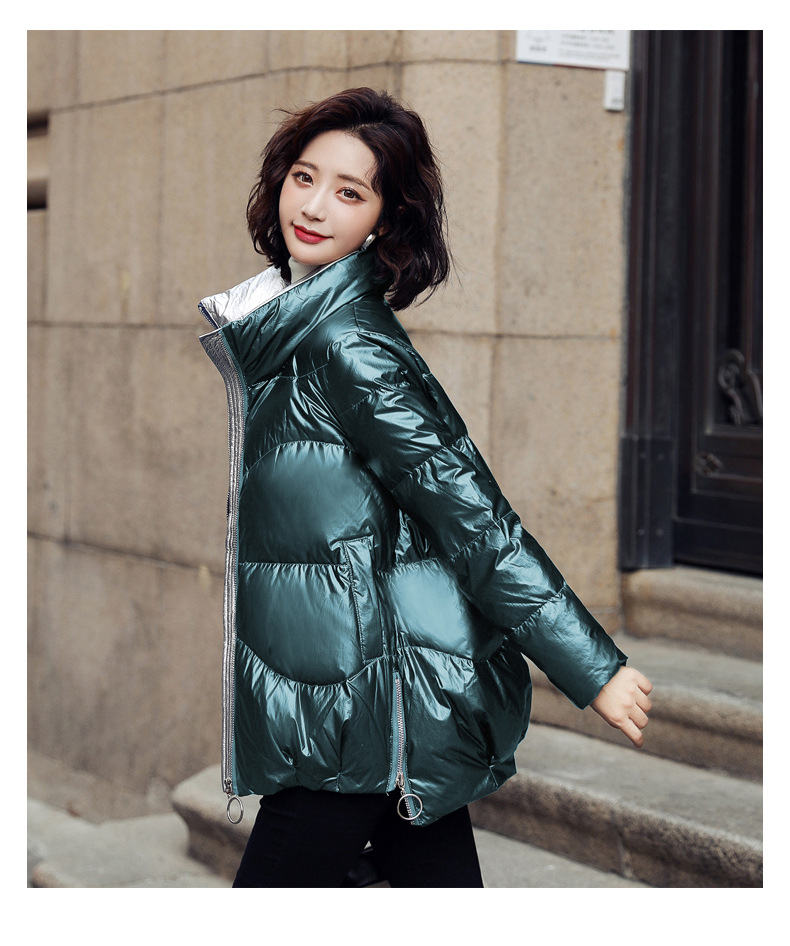 羽绒服2021年新款女冬季加厚白鸭绒亮面小个子短款羽绒服外套女潮