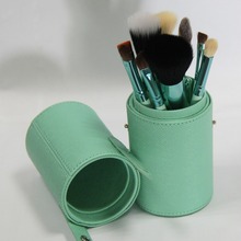 桶装化妆套刷 12支 羊毛刷 化妆套装厂家直销 绿色PU桶装刷