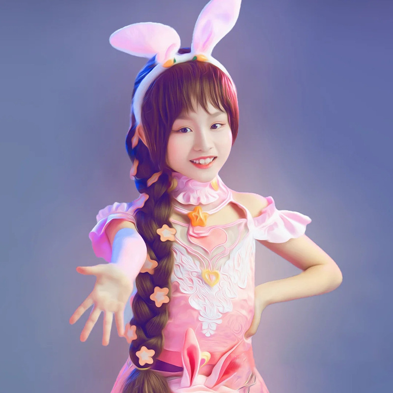 动漫斗罗小舞儿童cos服套装女孩同款衣服兔子耳朵炸街春装送辫子