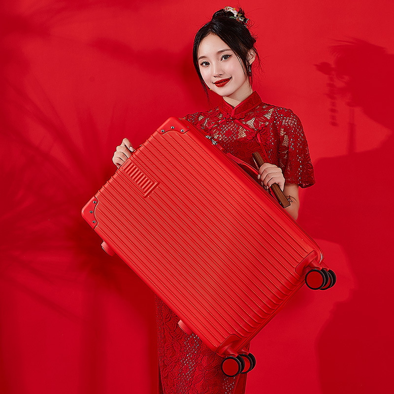 Wedding Luggage Full Red Bridal Dowry Suitcase Large Capacity Universal Aircraft Wheel Suitcase Set Annual Meeting Gift Box