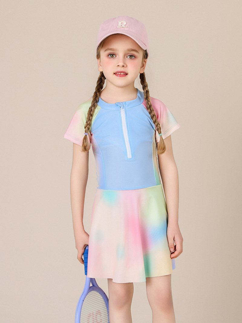 渐变色儿童泳衣女童小中童宝宝连体公主游泳衣可爱泳装批发-阿里巴巴