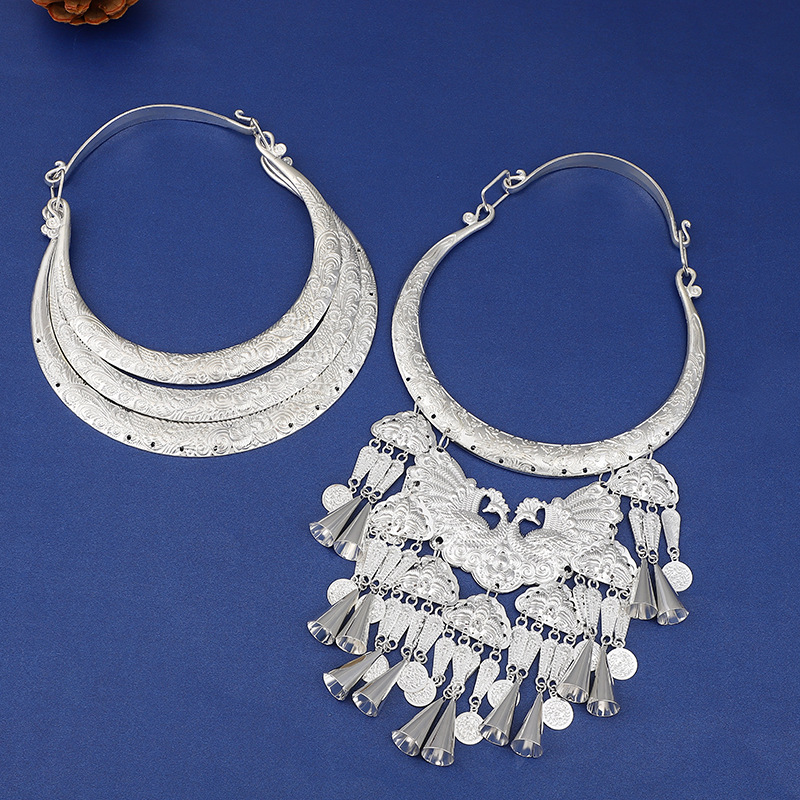 孔雀舞演出服银饰品复古民族风苗银项新款苗族侗族彝族土家族圈