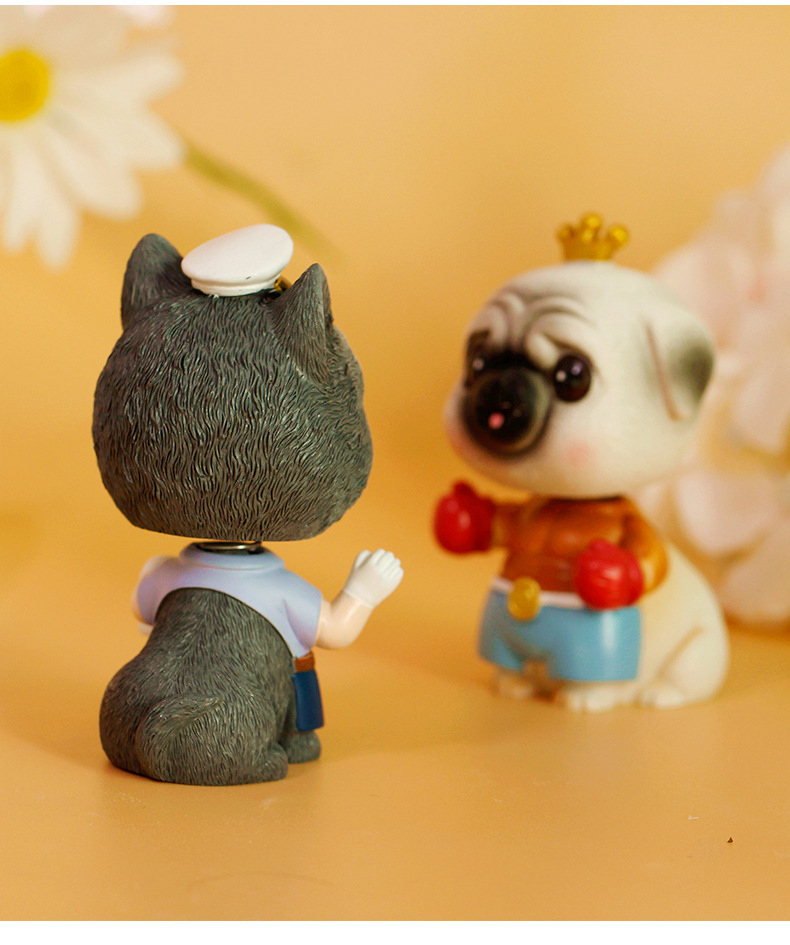 zakka卡通可爱小狗盲盒树脂工艺汽车载内装饰可摇头创意生日礼物