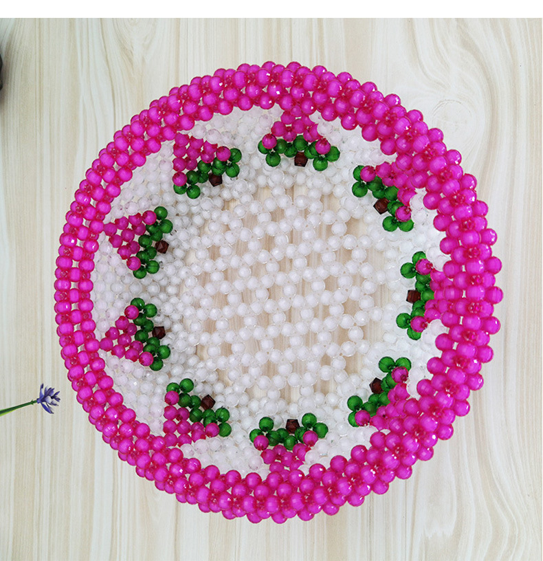 成品手工串珠草莓圆果盘家居饰品客厅创意摆件亚克力干果盘货源