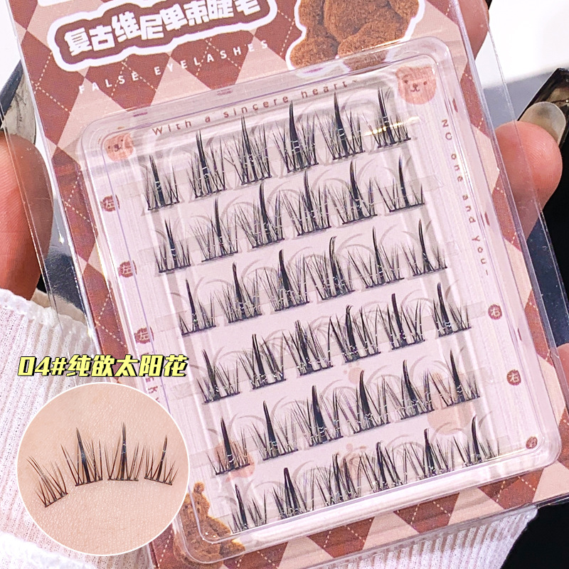 Xix Retro Pooh Single Bunch of False Eyelashes Lazy Thai Cartoon Eyelashes Natural Easy to Use Segmentation Beginner