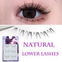 3/5 Pairs Thai Lower Lashes Makeup Transparent Stems Natural