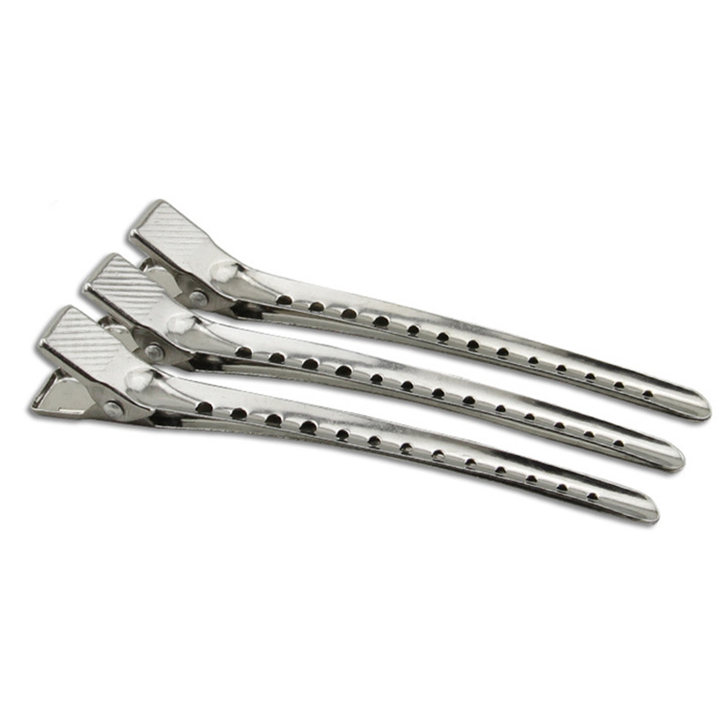 厂家直供美发分区夹发廊专用钢夹定位钢夹银色鸭嘴夹金属大头钢夹