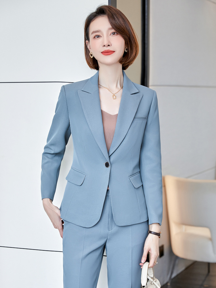 卡其色西装外套女春秋新款酒店前台职业套装气质职场精英西服正装