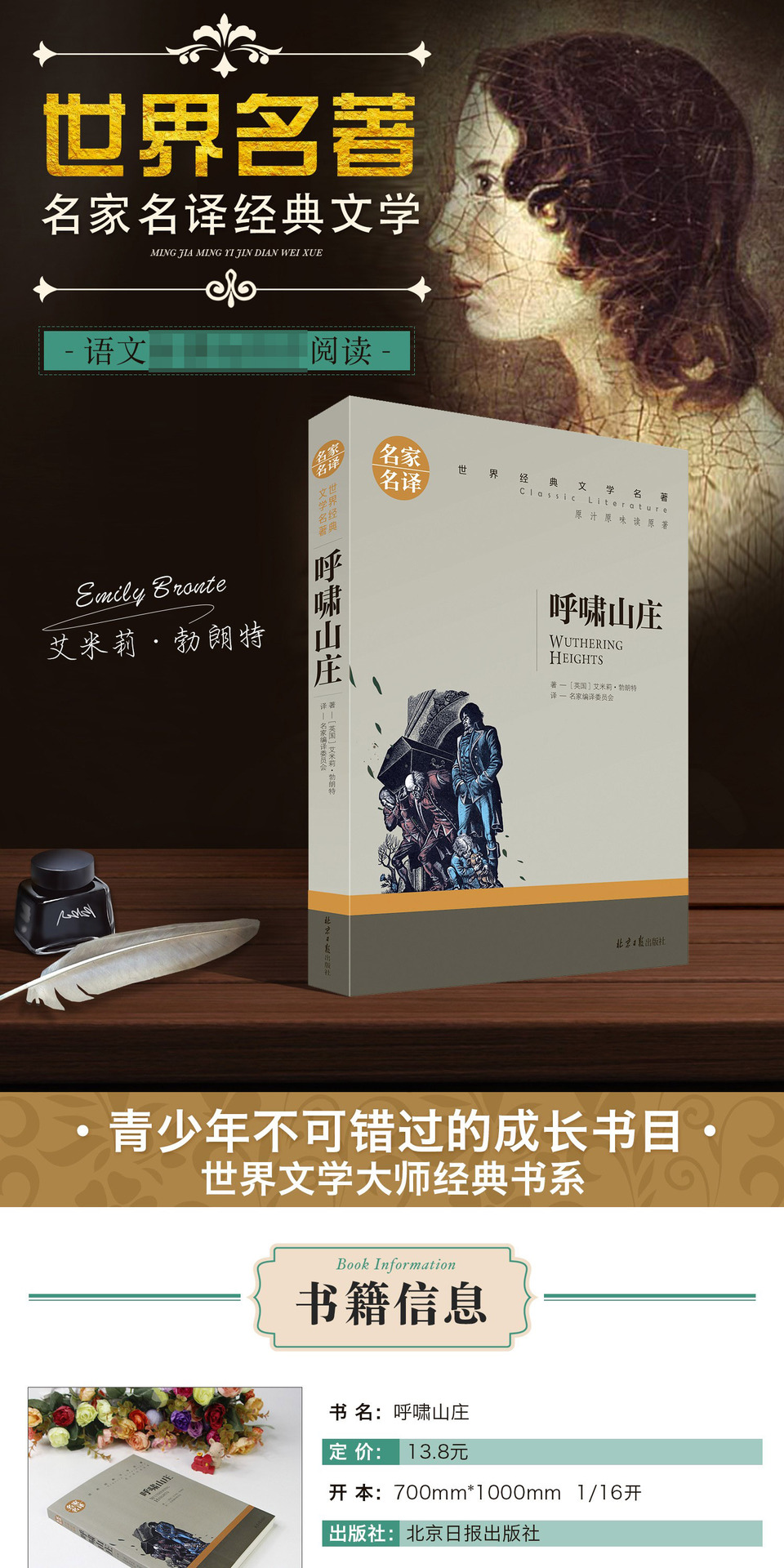 特价促销 呼啸山庄中文版 世界文学名著书籍 全套经典原著外国 畅