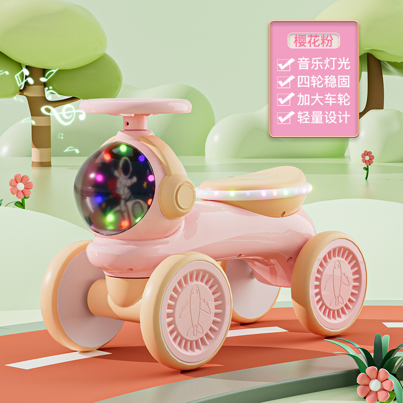 Children's Four-Wheel Scooter with Light Music Balance Car 1-3 Years Old Baby without Pedal Luge Stroller Wholesale