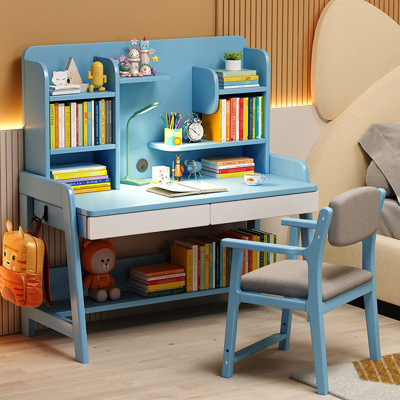 儿童学习桌实木书桌卧室男女孩中小学生家用房间写字台套装电脑桌
